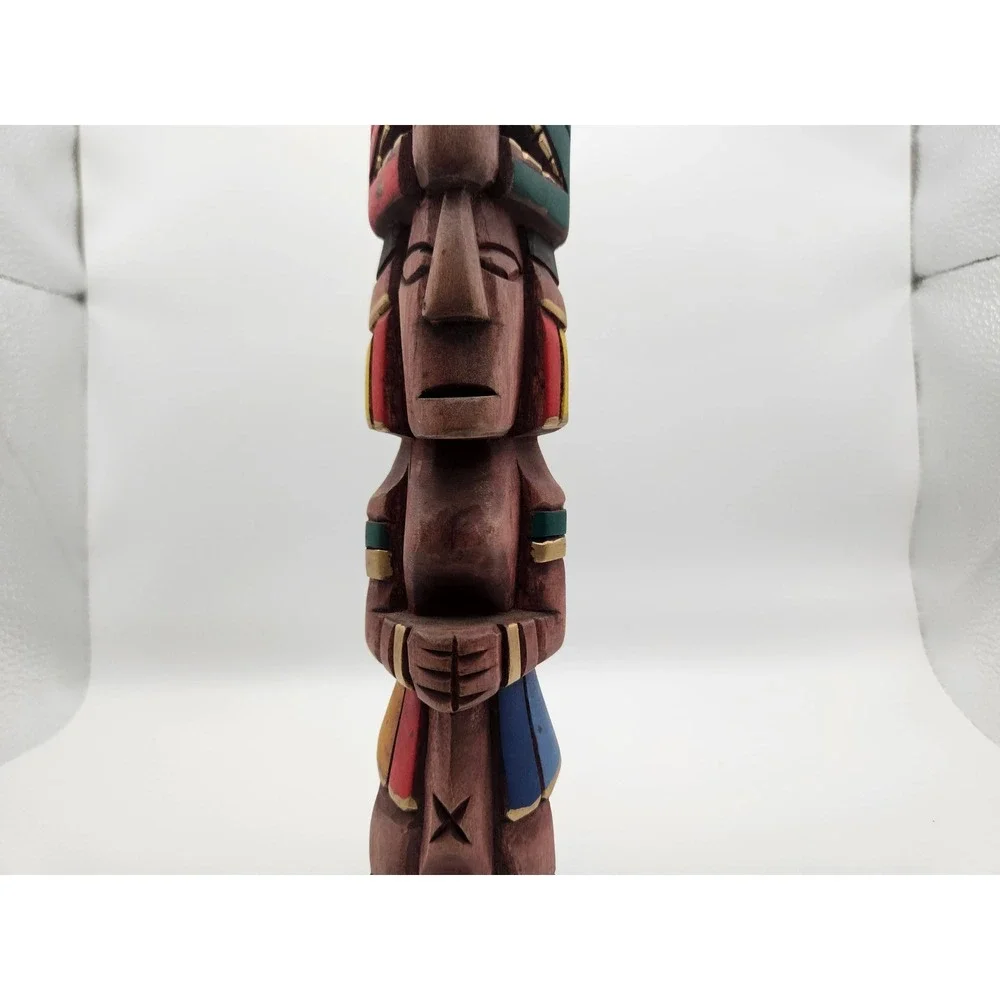 Vintage Handcarved Lightweight Wooden Folk Art Aztec/Mayan Style Totem 9